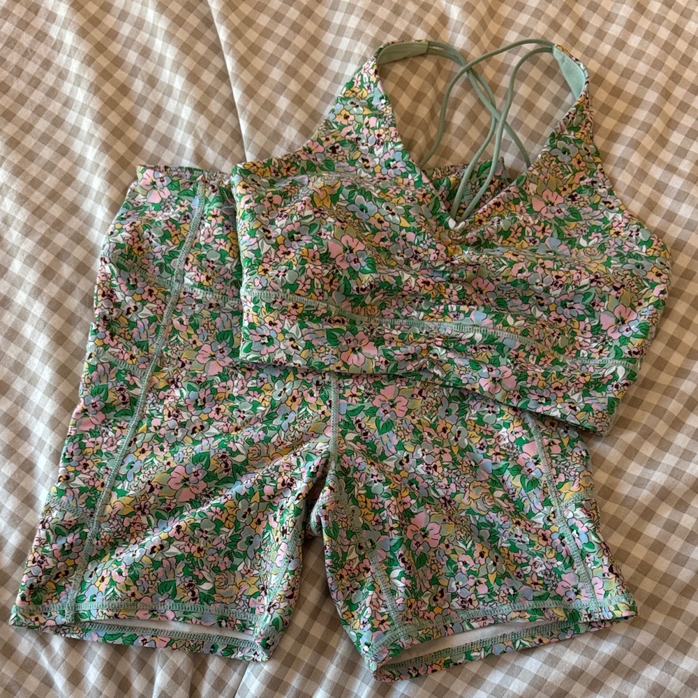 Cotton On Body Floral Sports Bra and Shorts Set